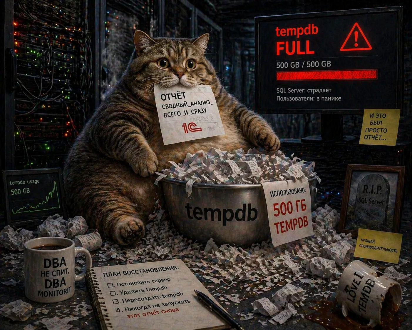 Как один отчёт в 1С «съел» 500 ГБ tempdb и чуть не положил SQL Server